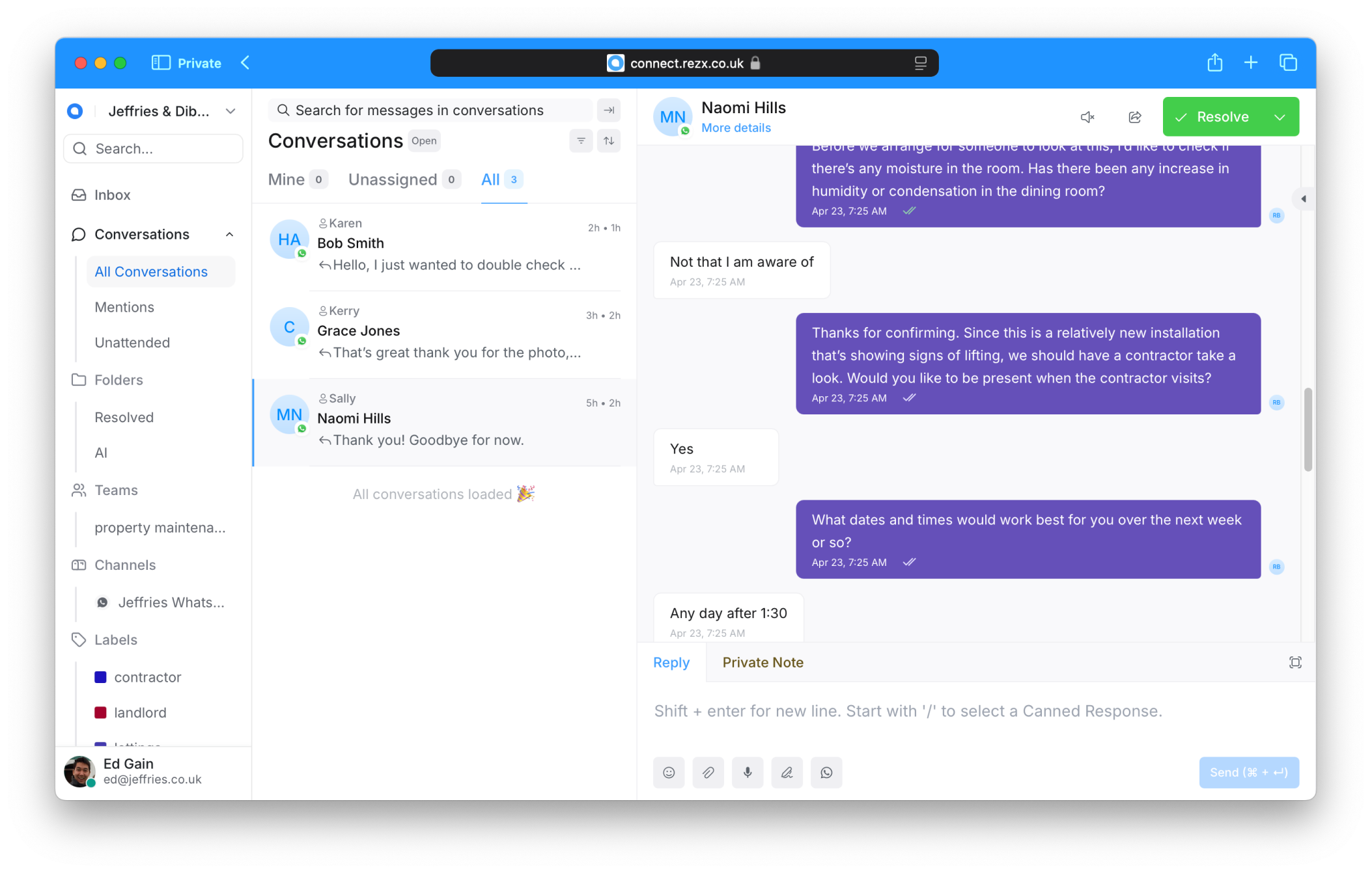 RezX Centralized WhatsApp Interface for Property Management